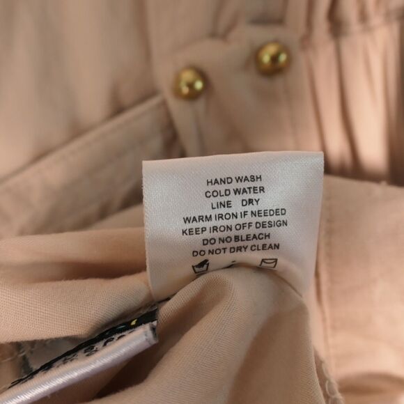 Coogie Safari Mini Dress Womens L Khaki Sequin Tiger Detail Pockets Roll Tab - Picture 14 of 15